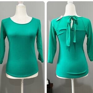 NEW Ann Taylor Tricot Knit Chiffon 3/4 Sleeve Tie Bow Layering Sweater XXSP NWT